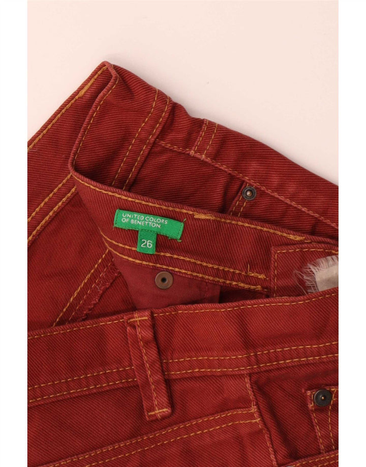 Benetton Womens Slim Casual Trousers W26 L32 Red