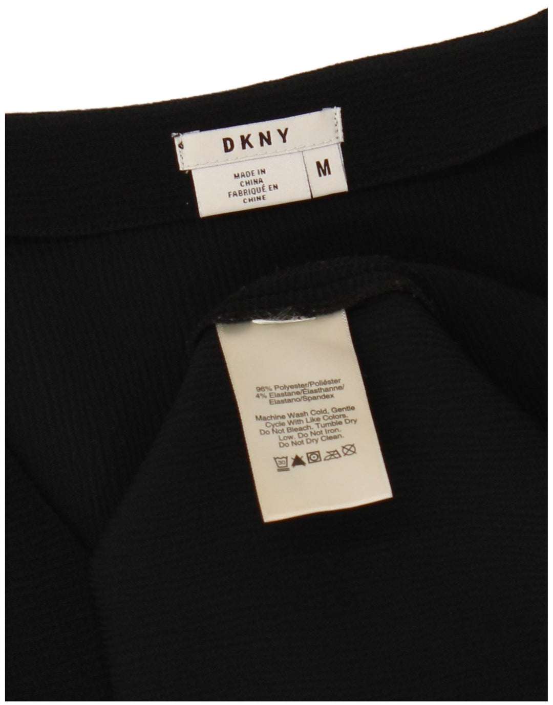 Dkny Womens Top Long Sleeve UK 14 Medium Black Polyester