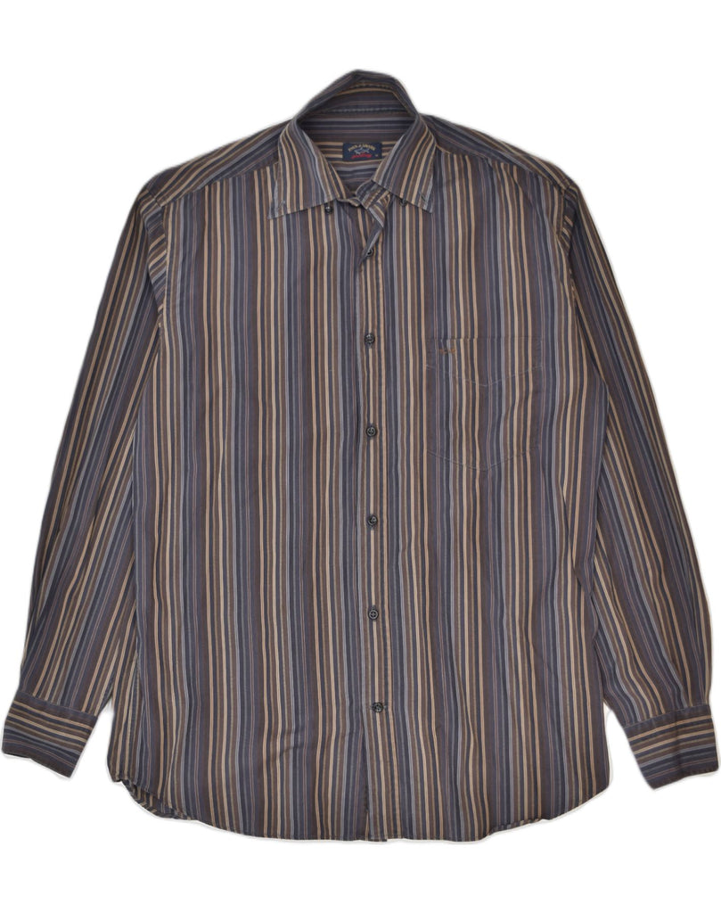 PAUL & SHARK Mens Shirt Size 39 Medium Brown Striped Cotton | Vintage | Thrift | Second-Hand | Used Clothing | Messina Hembry 