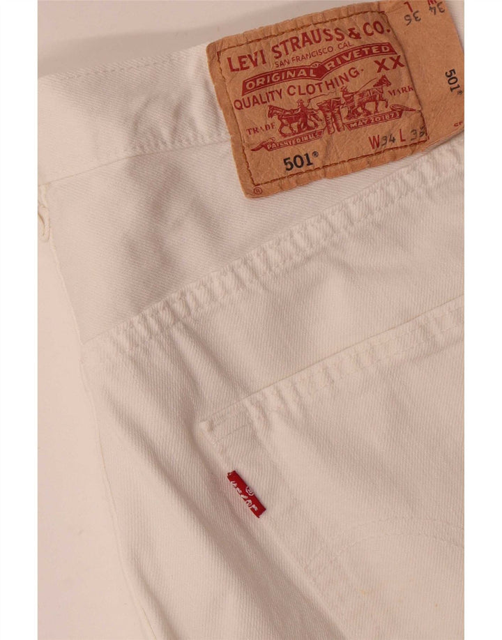 Levi's Mens 501 Straight Jeans W34 L33 White Cotton