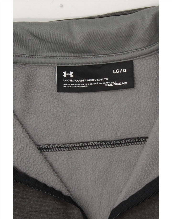 UNDER ARMOUR Mens Zip Neck Sweatshirt Jumper Large Grey Flecked