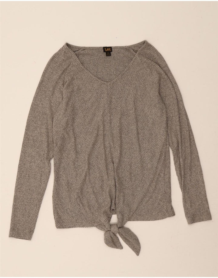 LEE Womens V-Neck Jumper Sweater UK 14 Medium Grey Rayon Vintage Lee and Second-Hand Lee from Messina Hembry 