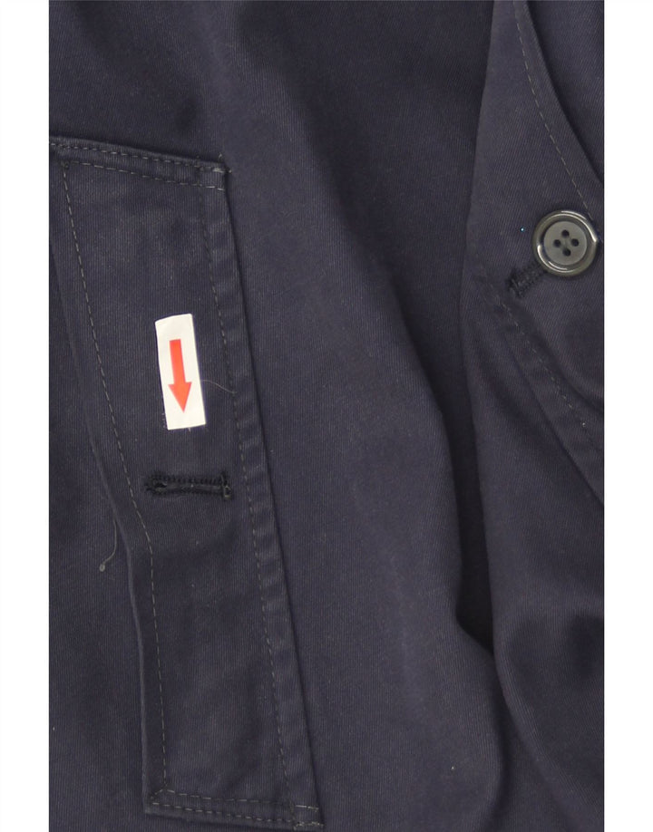 Vintage Mens Overcoat IT 52 XL Navy Blue Polyester