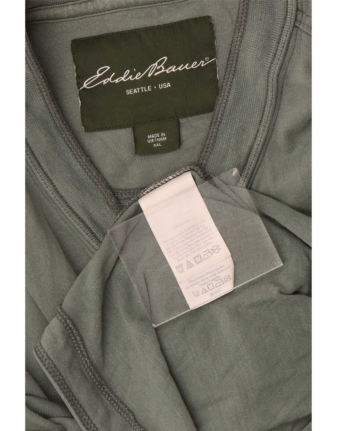 Eddie Bauer Mens Top Long Sleeve 2XL Green Cotton