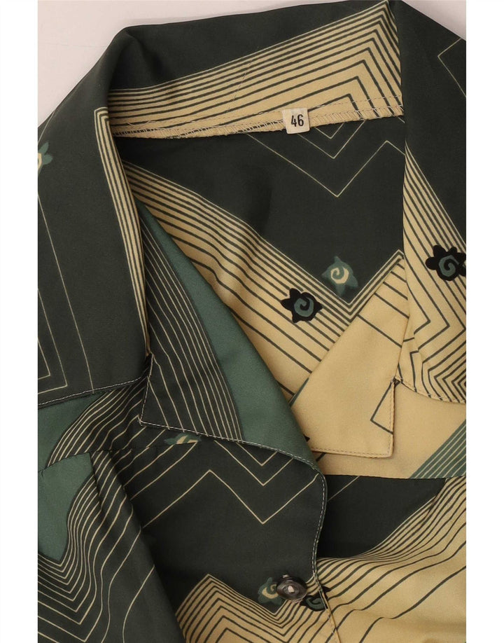 Vintage Womens Shirt Blouse IT 46 Large Green Geometric