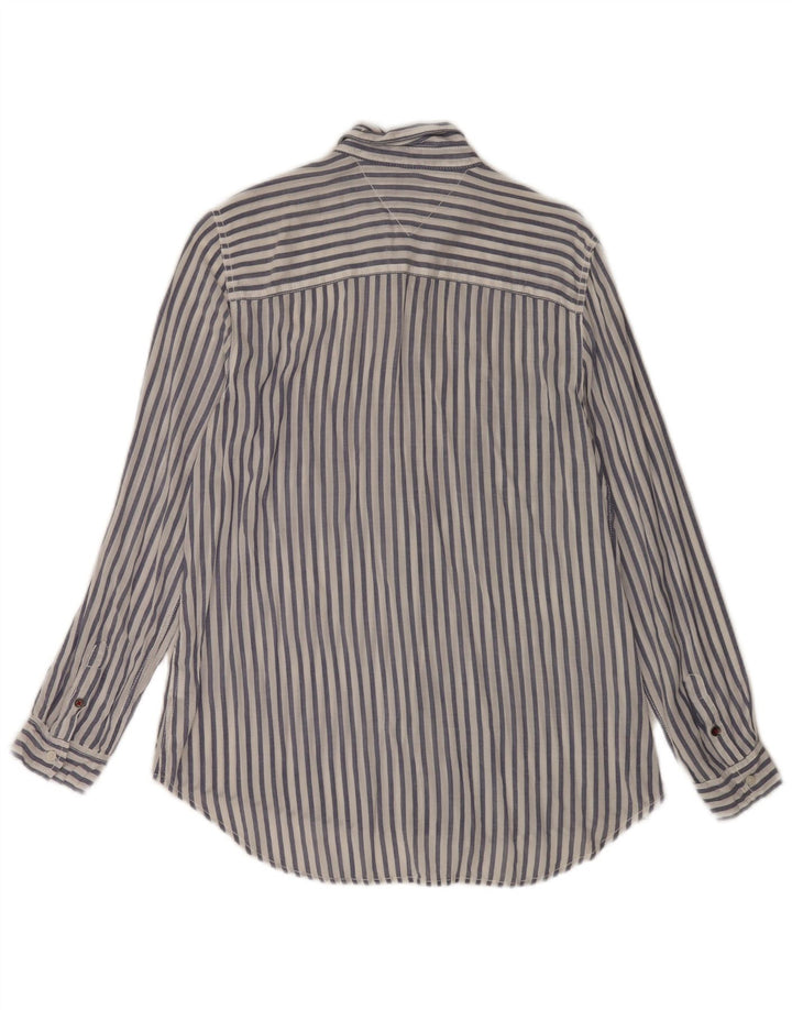 Tommy Hilfiger Womens Shirt UK 14 Medium White Pinstripe Viscose