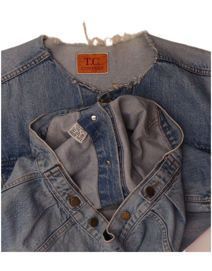 VINTAGE Mens Denim Gilet UK 40 Large Blue Cotton