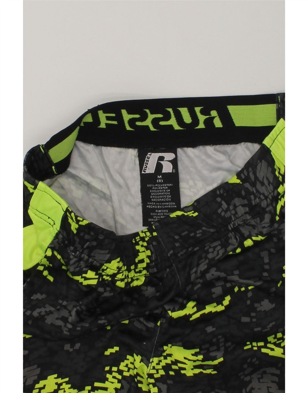 RUSSELL ATHLETIC Boys Crazy Pattern Sport Shorts 7-8 Years Medium  Black | Vintage Russell Athletic | Thrift | Second-Hand Russell Athletic | Used Clothing | Messina Hembry 