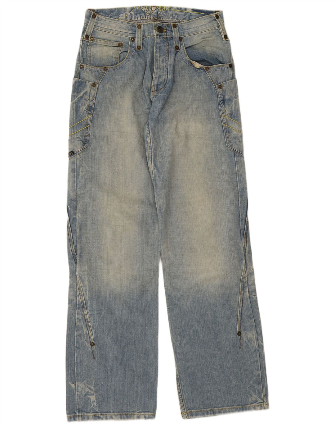 Mogul Mens Cargo Loose Jeans W28 L33 Blue Cotton