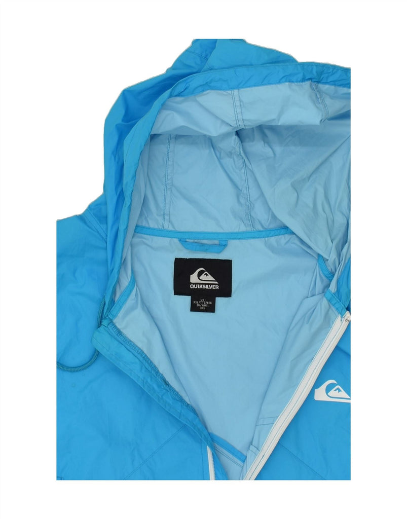 QUIKSILVER Mens Hooded Rain Jacket UK 44 2XL Blue Polyamide | Vintage Quiksilver | Thrift | Second-Hand Quiksilver | Used Clothing | Messina Hembry 