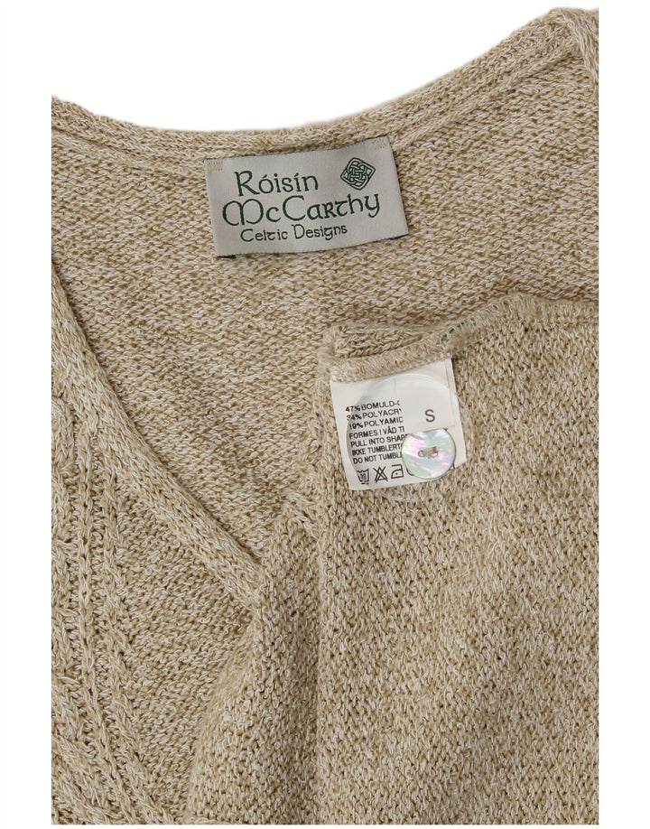 Roisin McCarthy Womens Cardigan Sweater UK 10 Small Green Flecked Cotton