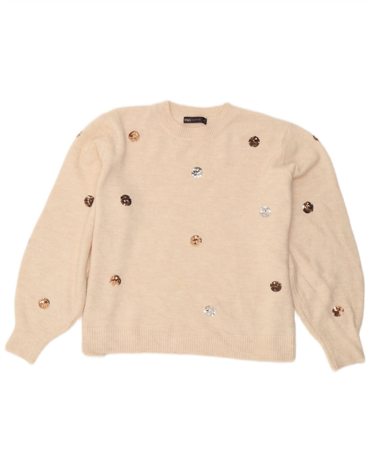 Marks & Spencer Womens Crew Neck Jumper Sweater UK 18 XL Off White