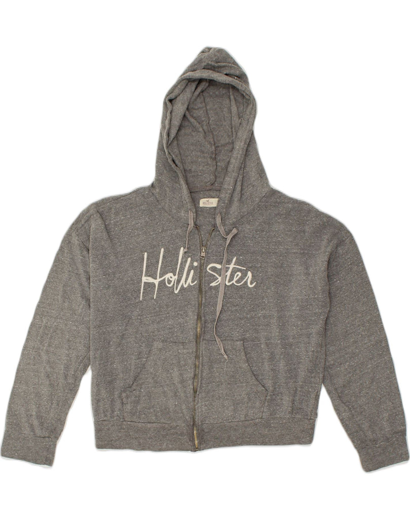 HOLLISTER Womens Oversized Graphic Zip Hoodie Sweater UK 14 Medium Grey | Vintage Hollister | Thrift | Second-Hand Hollister | Used Clothing | Messina Hembry 