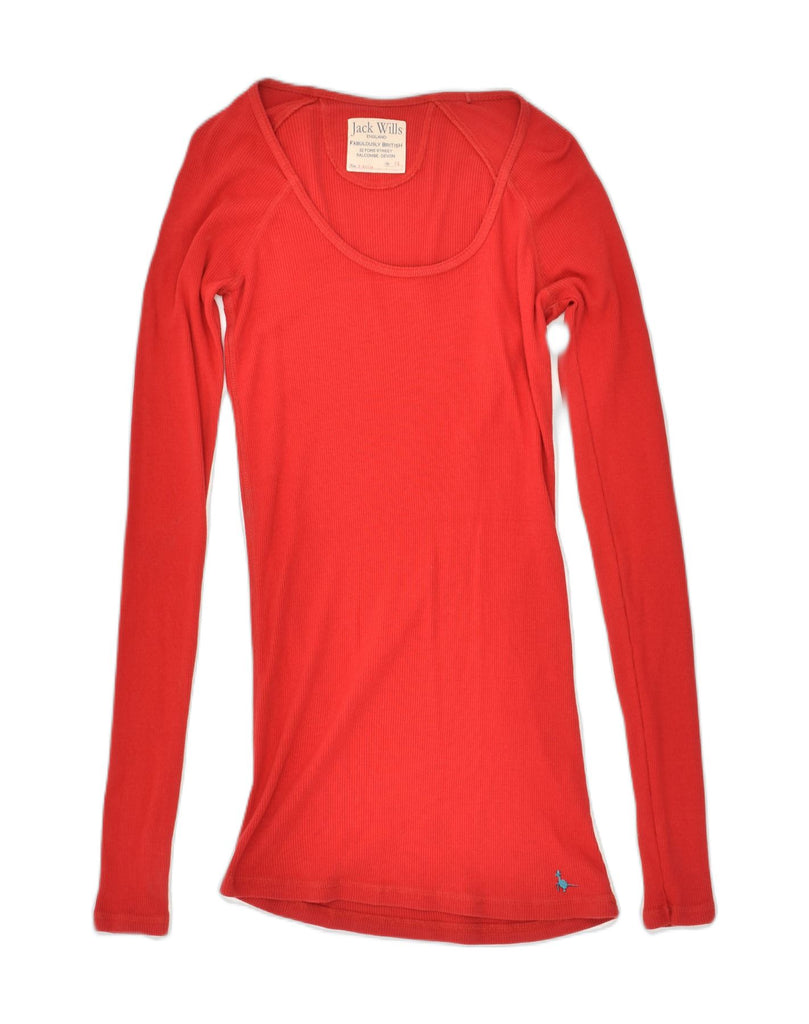 JACK WILLS Womens England Top Long Sleeve UK 10 Small Red Cotton | Vintage Jack Wills | Thrift | Second-Hand Jack Wills | Used Clothing | Messina Hembry 