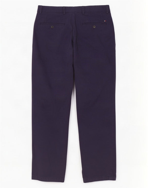 Tommy Hilfiger Mens Straight Chino Trousers W32 L32 Navy Blue Cotton