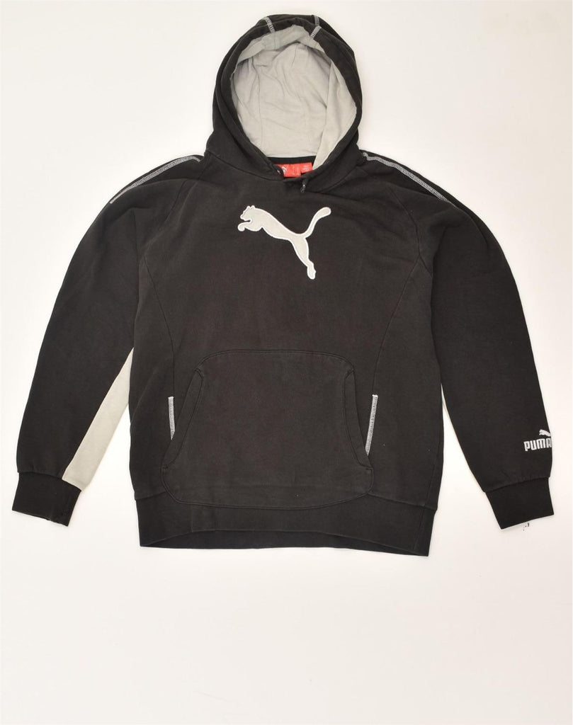 PUMA Boys Graphic Hoodie Jumper 11-12 Years Black Cotton | Vintage Puma | Thrift | Second-Hand Puma | Used Clothing | Messina Hembry 