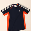 Adidas Boys T-Shirt Top 13-14 Years Navy Blue Colourblock Polyester