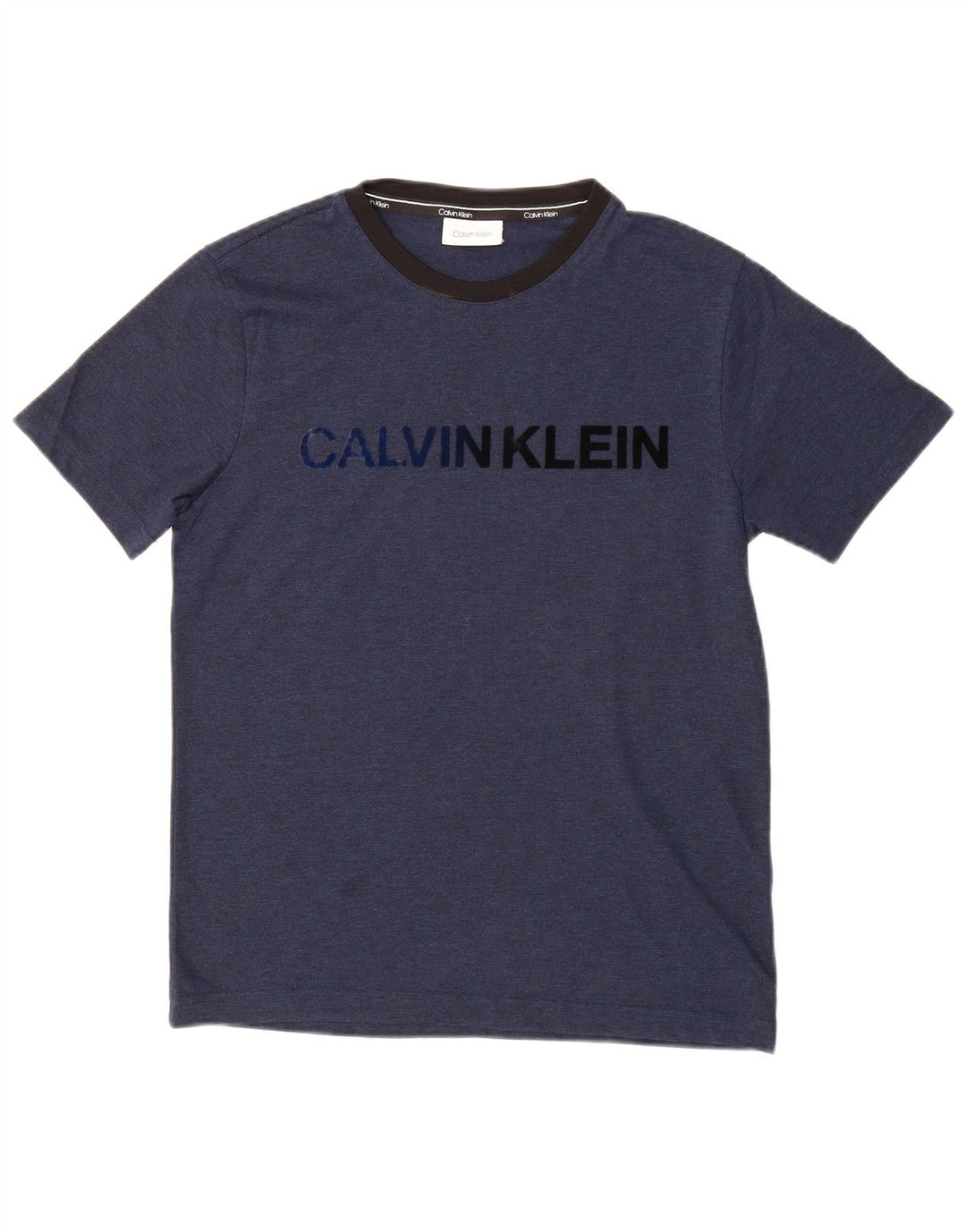 CALVIN KLEIN Mens Graphic T-Shirt Top Small Navy Blue Cotton