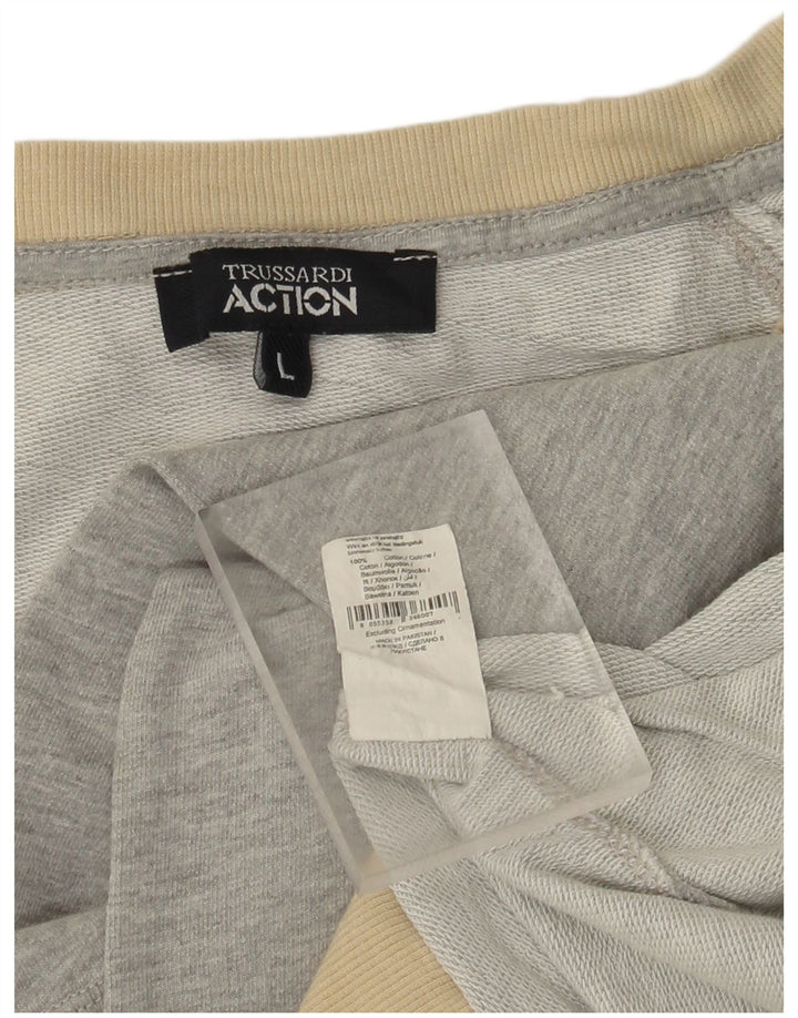 TRUSSARDI Girls Graphic Sweatshirt Jumper 9-10 Years Large Grey Cotton