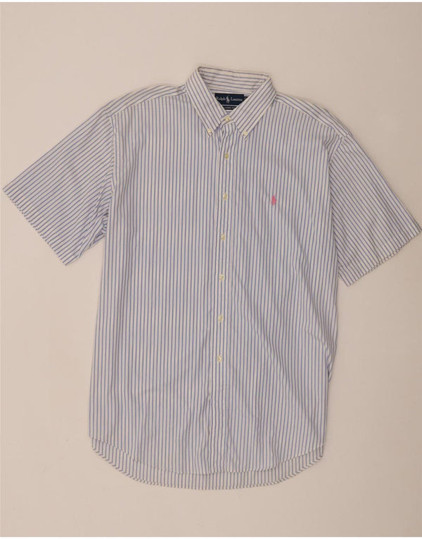 Ralph Lauren Mens Short Sleeve Classic Fit Shirt XL Blue Pinstripe Cotton