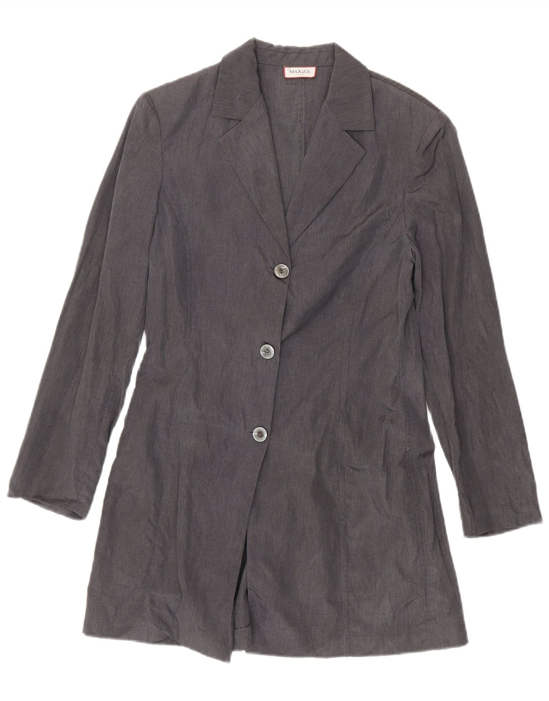 Max & Co. Womens Longline 3 Button Blazer Jacket UK 12 Medium Grey Linen