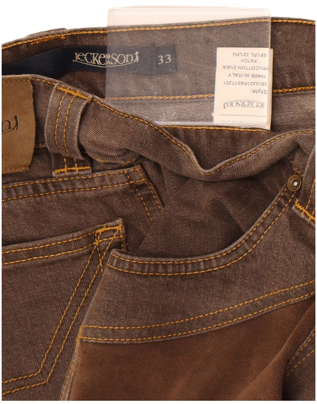 Jeckerson Mens Slim Jeans W33 L31 Brown Cotton