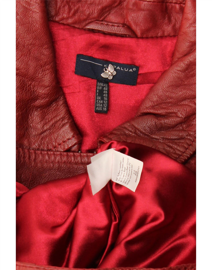 Kapalua Womens Leather Jacket UK 16 Large Burgundy Leather