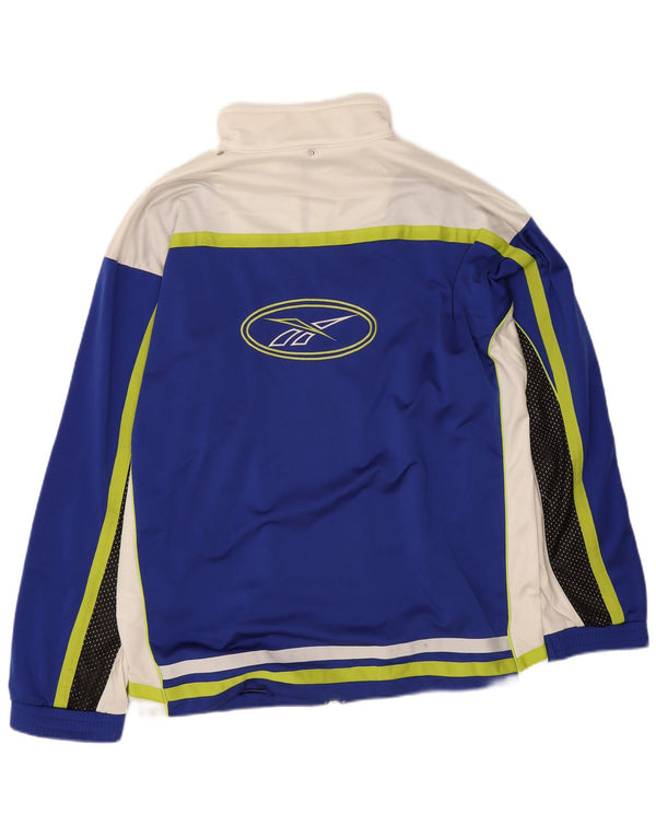 Reebok Mens Graphic Tracksuit Top Jacket XL Blue Colourblock Polyester