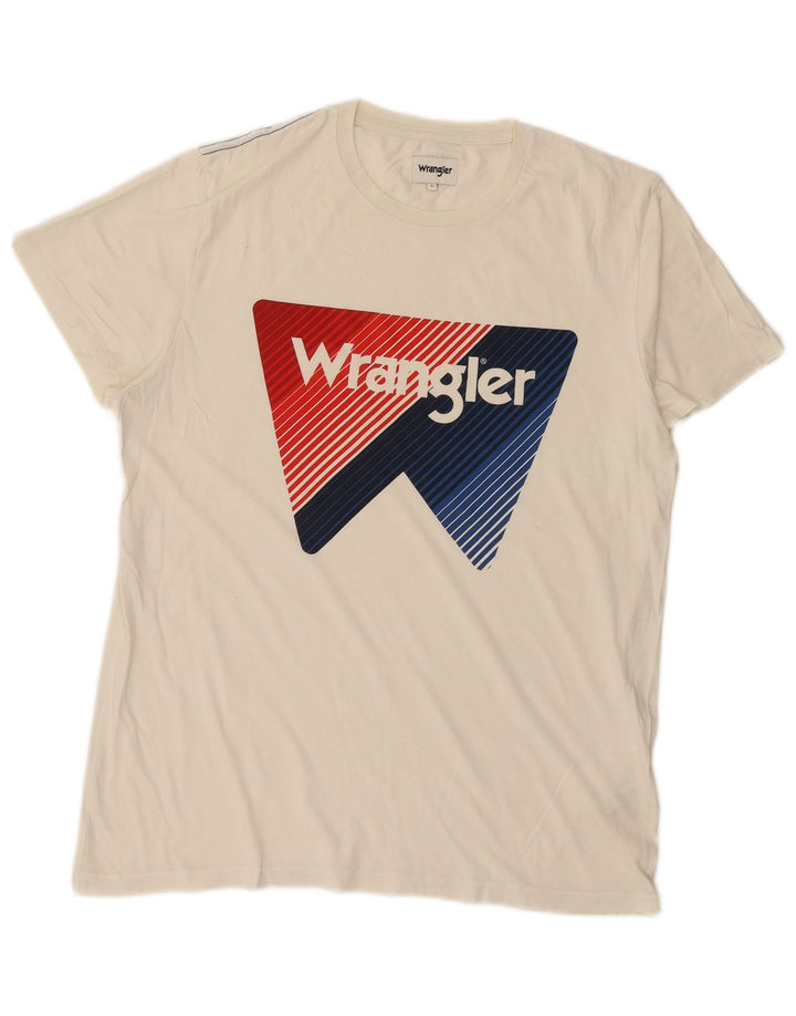 WRANGLER Mens Graphic T-Shirt Top Large White Cotton