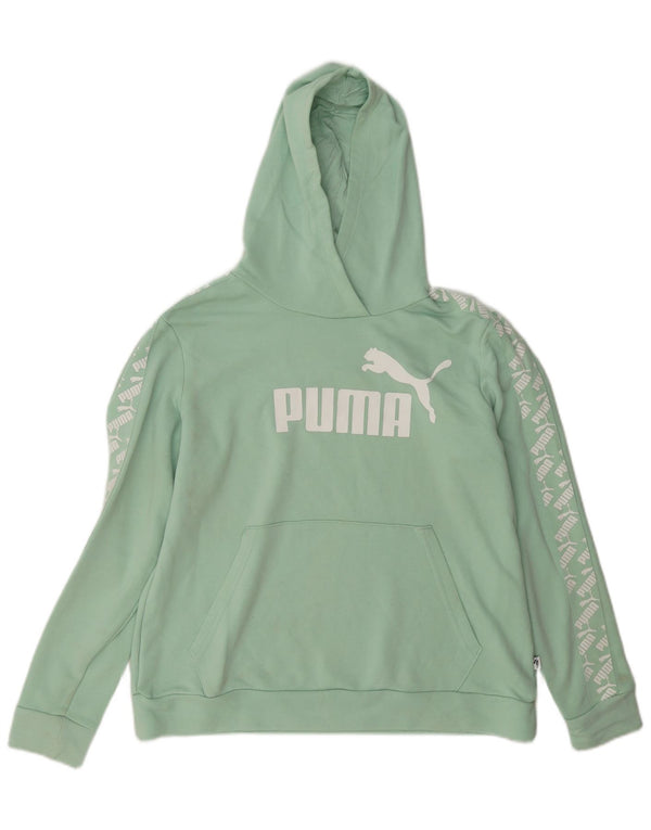 Puma Womens Graphic Hoodie Jumper UK 18 XL Green Cotton
