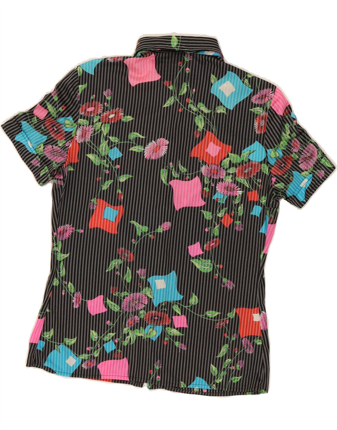 MIRELLA Womens Short Sleeve Shirt IT 48 XL Black Floral Vintage Mirella and Second-Hand Mirella from Messina Hembry 