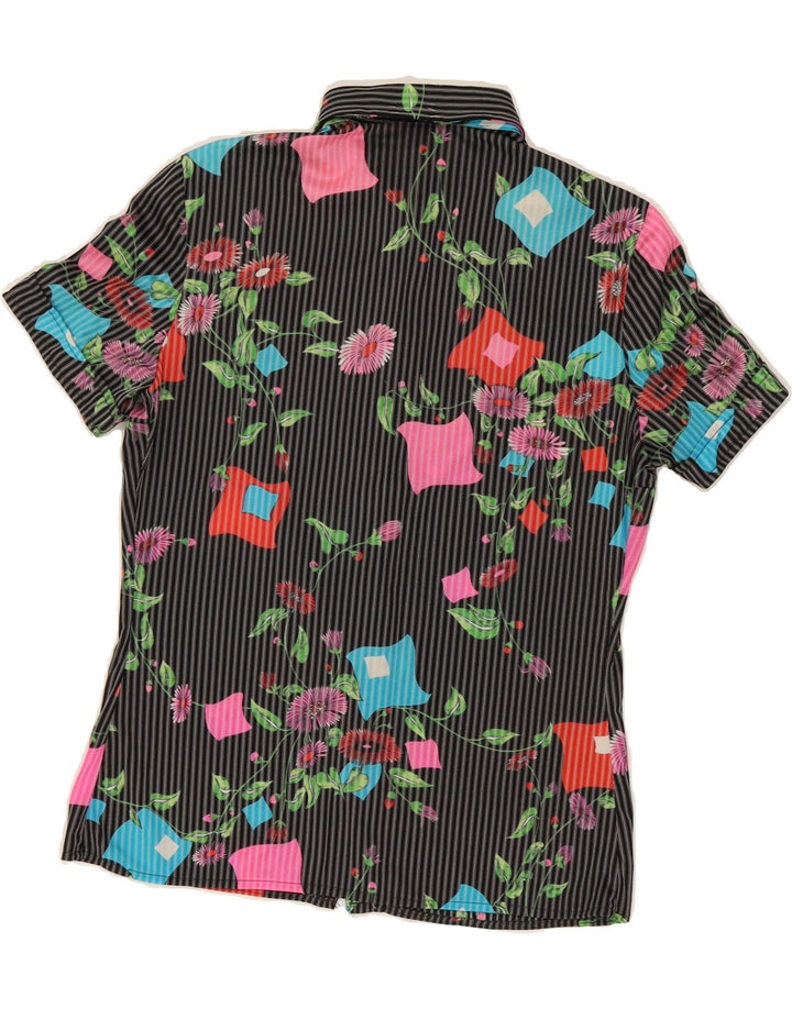 MIRELLA Womens Short Sleeve Shirt IT 48 XL Black Floral Vintage Mirella and Second-Hand Mirella from Messina Hembry 