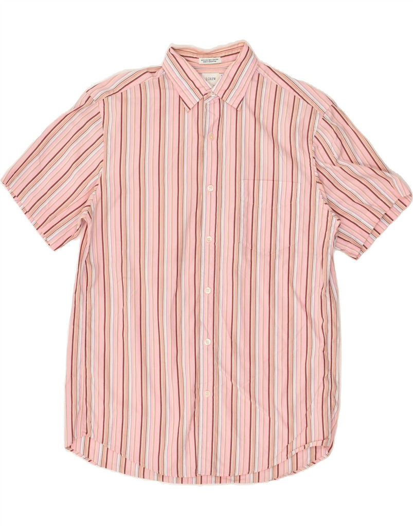 J. CREW Mens Short Sleeve Shirt Size 14 14 1/2 Small Pink Striped Cotton | Vintage J. Crew | Thrift | Second-Hand J. Crew | Used Clothing | Messina Hembry 