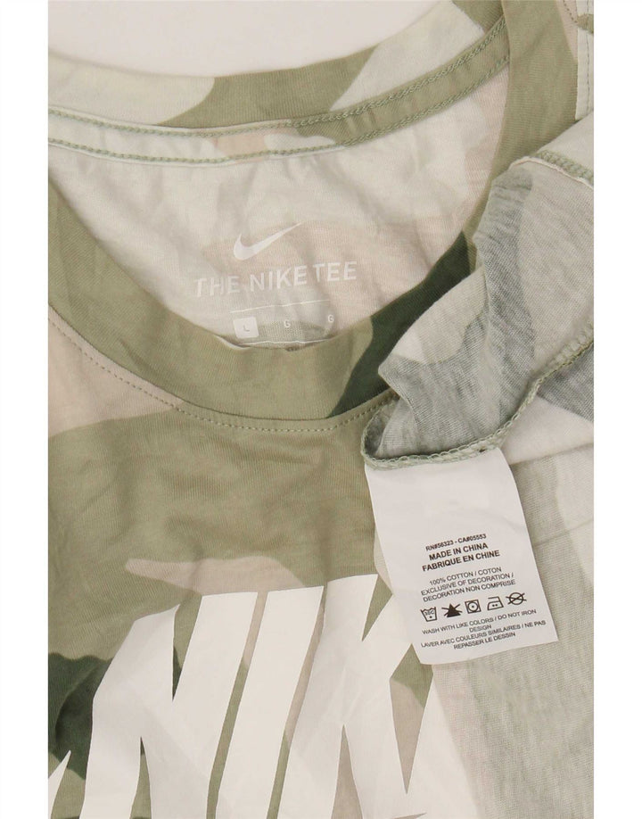 Nike Mens Graphic Top Long Sleeve Large Khaki Camouflage Cotton