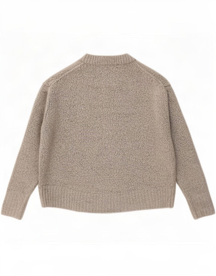 Zara Womens Oversized Crew Neck Jumper Sweater UK 10 Small Grey Flecked