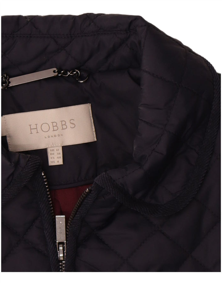 Hobbs Womens Quilted Jacket UK 12 Medium Navy Blue Polyamide