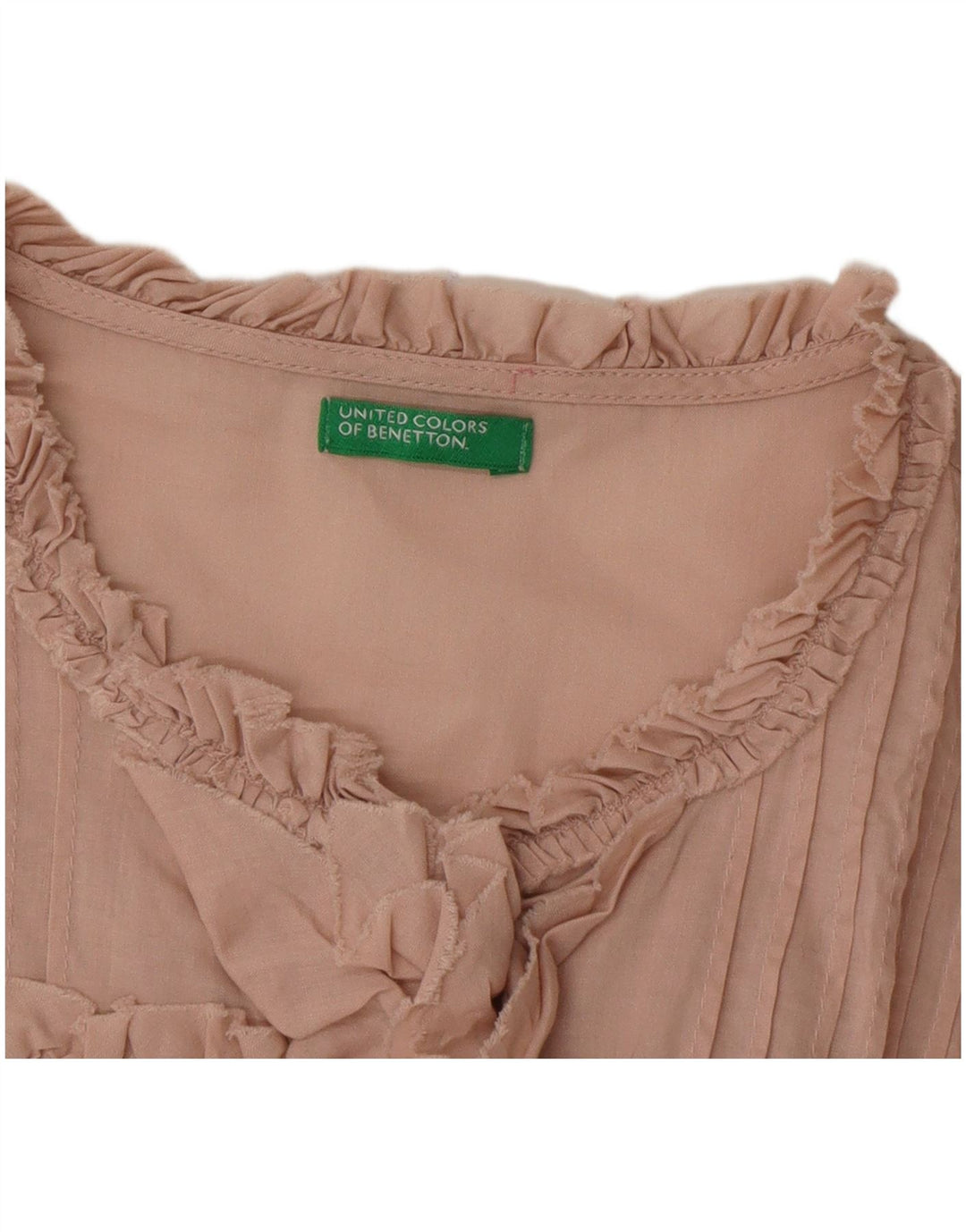 Benetton Womens Ruffle Front Shirt Blouse UK 14 Large Pink