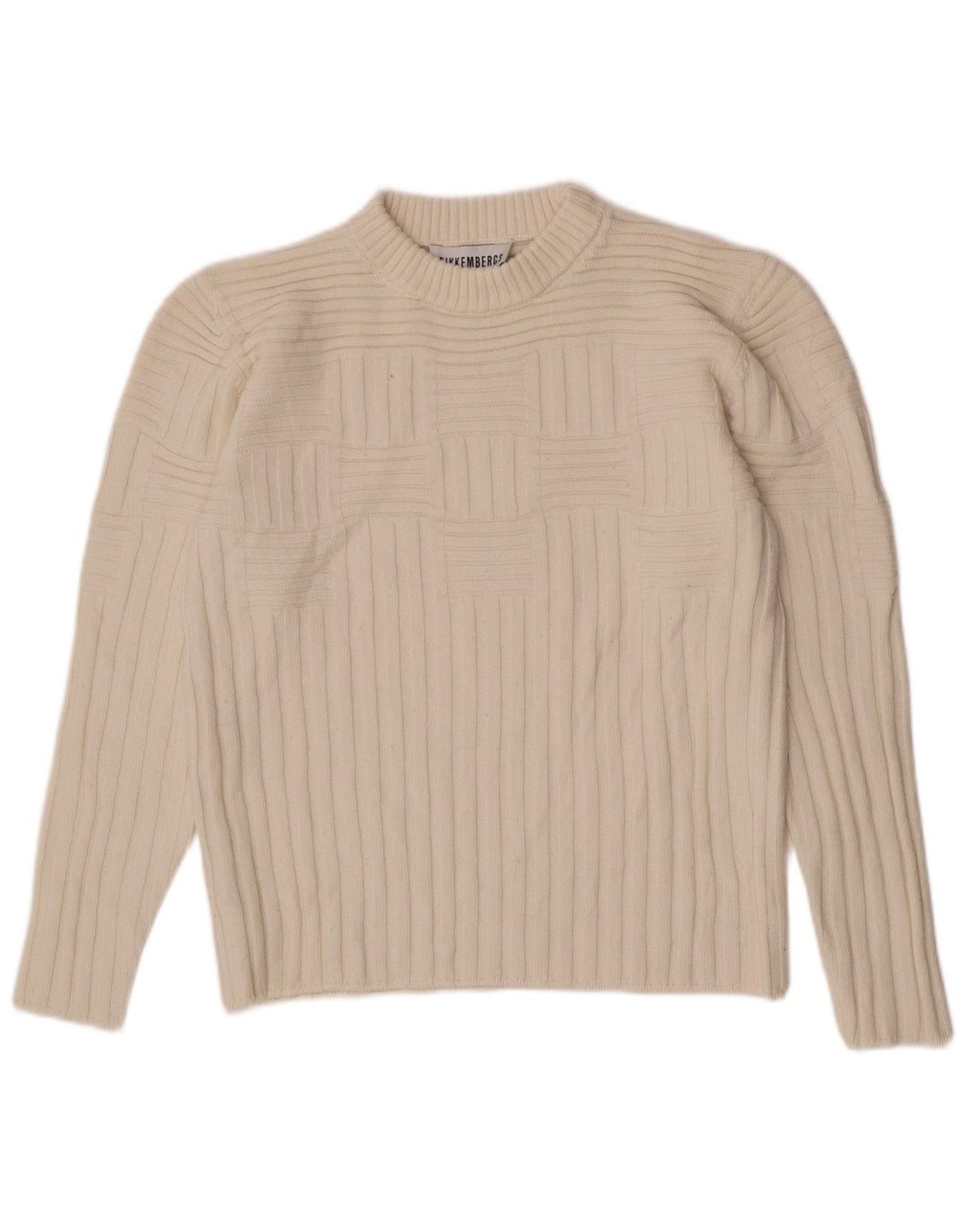 Bikkembergs Womens Crew Neck Jumper Sweater UK 12 Medium Off White