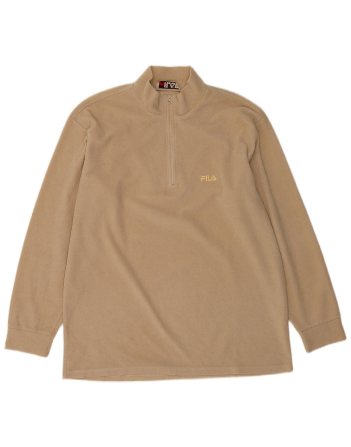 Fila Mens Zip Neck Fleece Jumper 2XL Beige Polyester