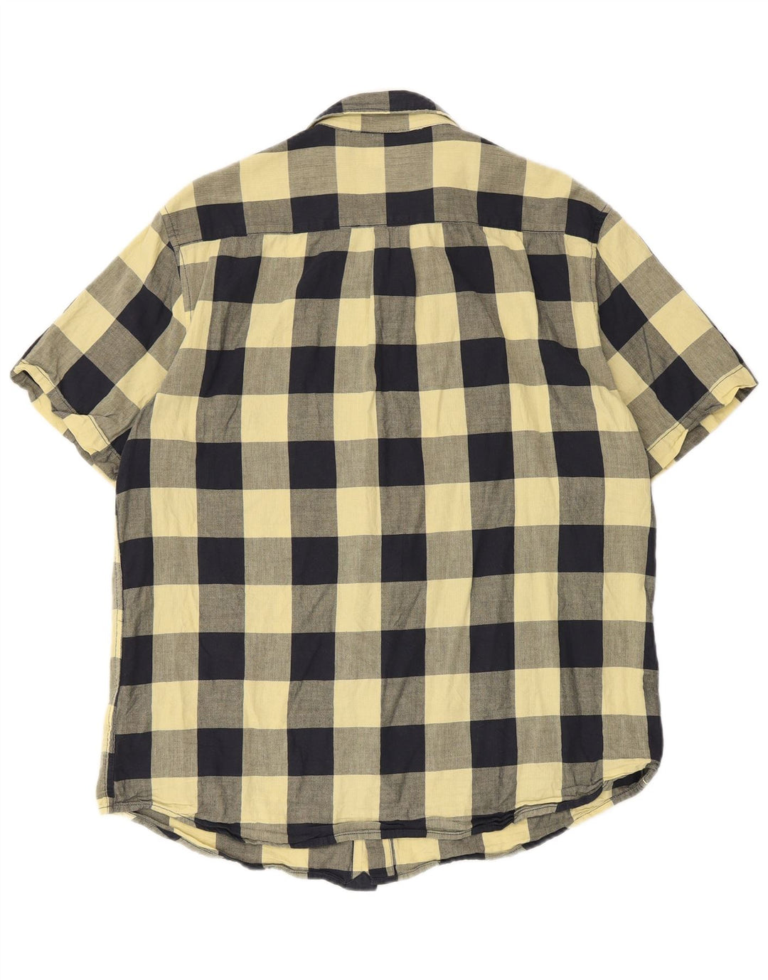Wrangler Mens Short Sleeve Regular Fit Shirt Large Yellow Gingham Cotton
