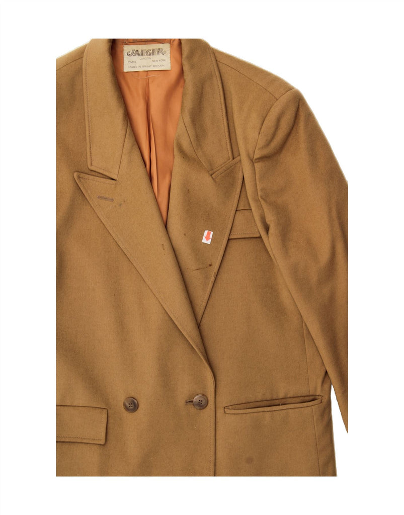 JAEGER Womens Double Breasted Blazer Jacket UK 16 Large Brown Wool Vintage Jaeger and Second-Hand Jaeger from Messina Hembry 