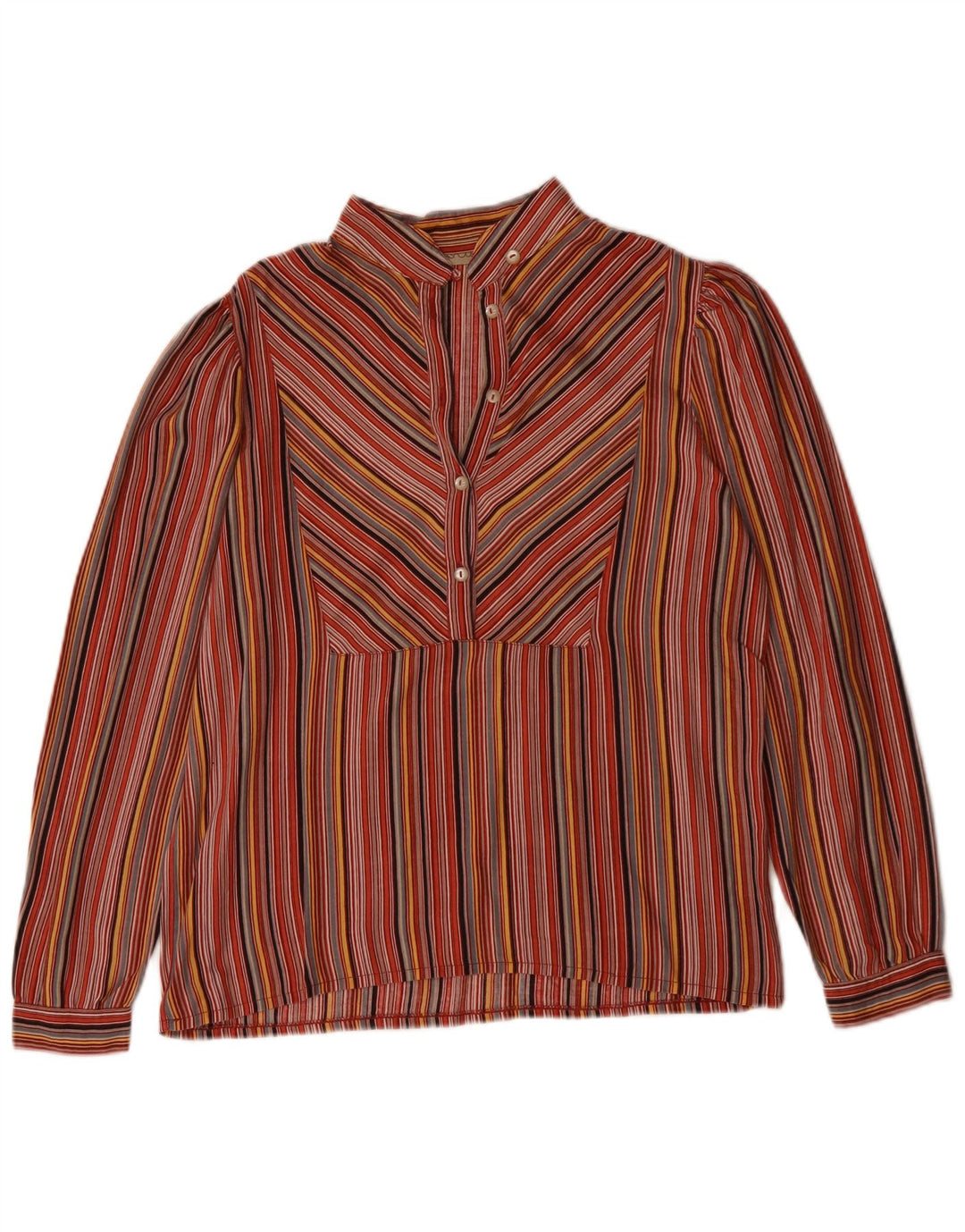 Vintage Womens Long Sleeve Shirt Blouse UK 14 Large Multicoloured Striped