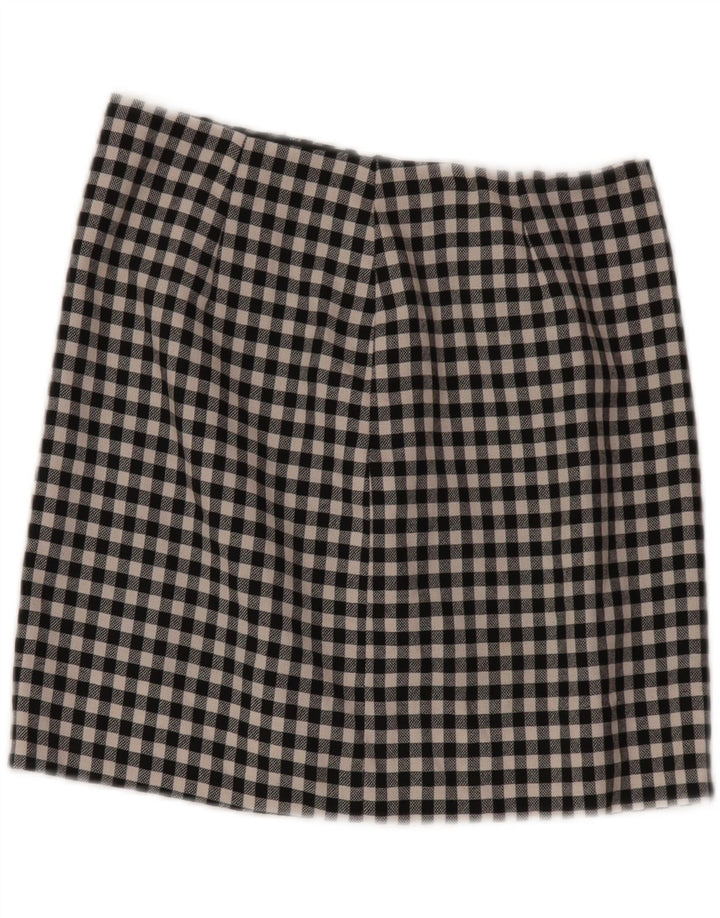 Moschino Womens Mini Skirt UK 10 Small W28 Black Gingham Virgin Wool