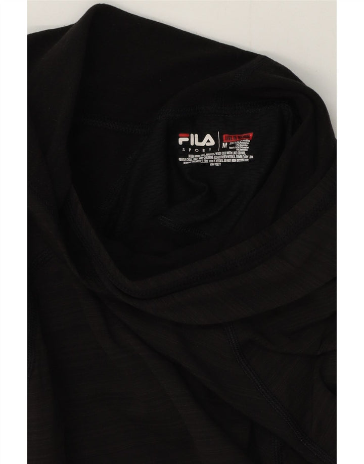 Fila Womens Hooded Top Long Sleeve UK 12 Medium Black Pinstripe Polyester