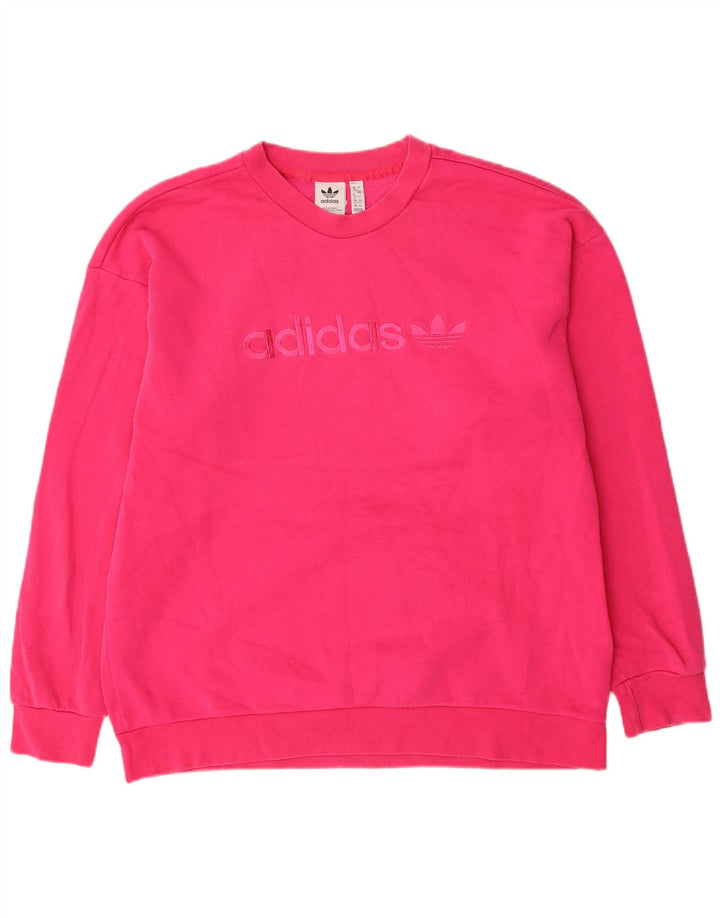 Adidas Womens Graphic Oversized Sweatshirt Jumper UK 12 Medium Pink