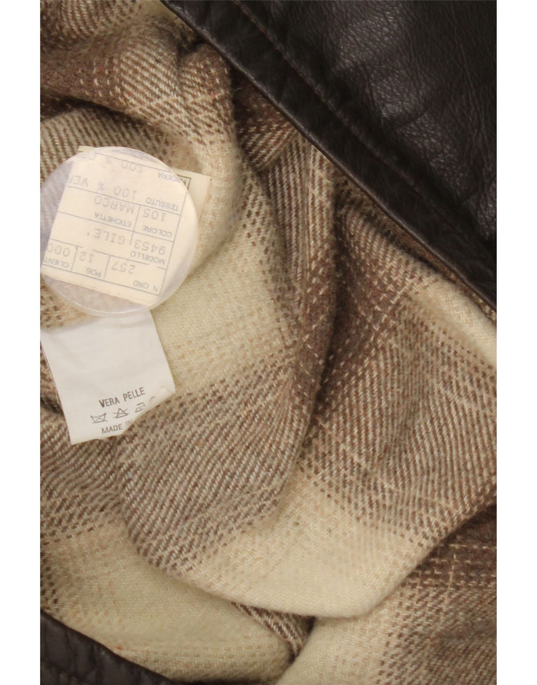 Vintage Mens Leather Gilet IT 48 Medium Brown Colourblock Leather