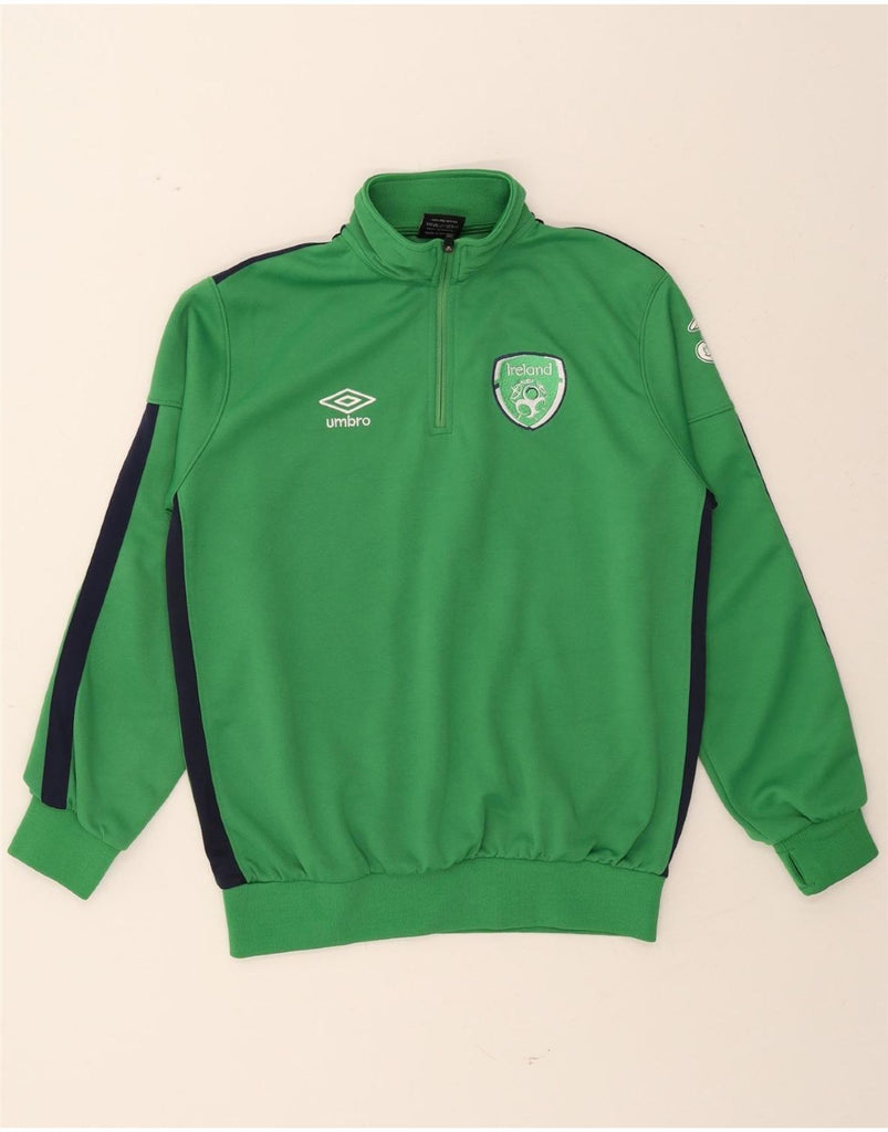 UMBRO Mens Ireland Graphic Sweatshirt Jumper Medium Green Colourblock Vintage Umbro and Second-Hand Umbro from Messina Hembry 