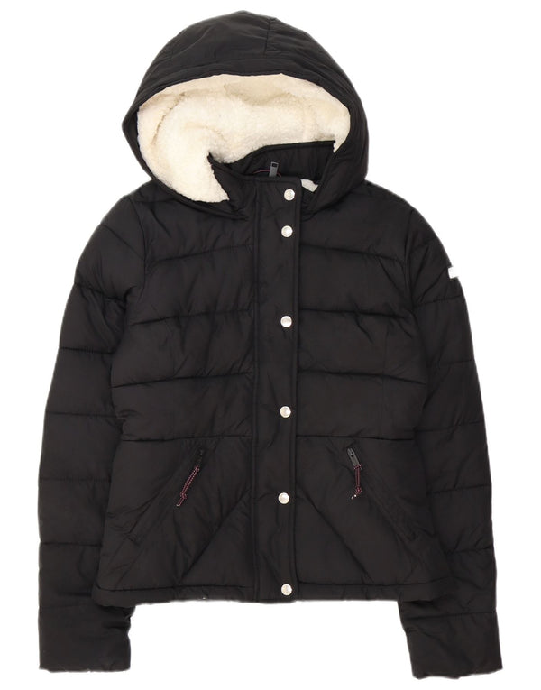 Hollister Womens Hooded Padded Jacket UK 10 Small Black