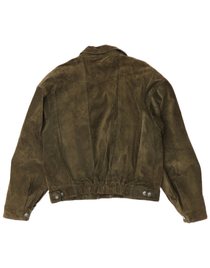 Penelope Womens Suede Jacket IT 48 XL Khaki Leather