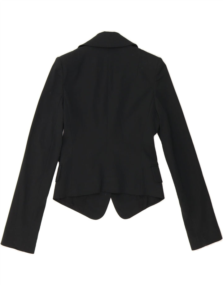 PATRIZIA PEPE Womens Crop 2 Button Blazer Jacket IT 40 Small Black Acetate Vintage Patrizia Pepe and Second-Hand Patrizia Pepe from Messina Hembry 